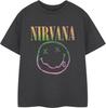 Camiseta Nirvana Arco-Íris Infantil | Camiseta Gráfica com Logo Arco-Íris Cinza | Camisa Unissex de Manga Curta para Crianças | Banda de Rock