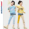 Toothpick Pills and Friends Summer Four Colors Patchwork Girls Leggings Medium and Big Children Cropped Cute Trousers