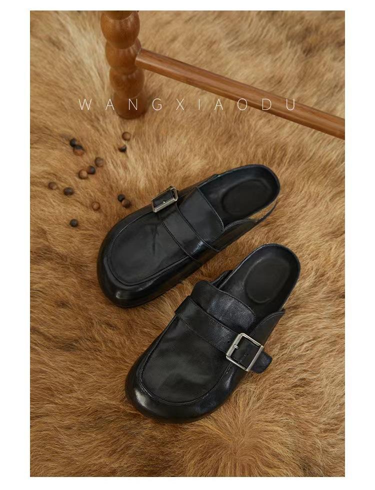 

Весенняя сумка голова полушлепанцы женские ручной работы повседневные универсальные туфли на одной педали 39