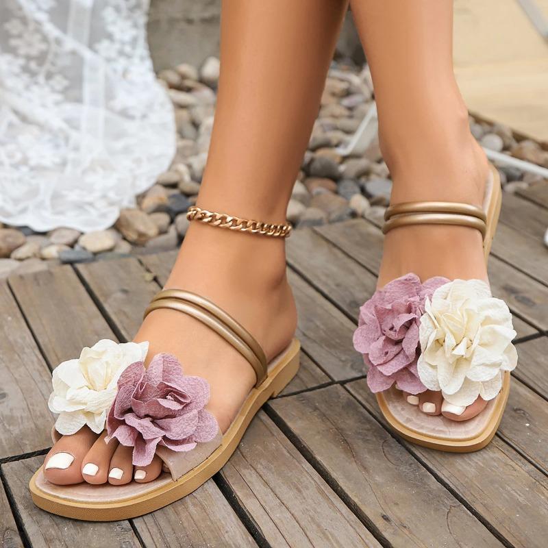 Fashion Summer Sandals for Women, Fashionable Fairy Style, Flat Bottom, Open Toe, Genuine Leather, Non-slip, Women's Shoes