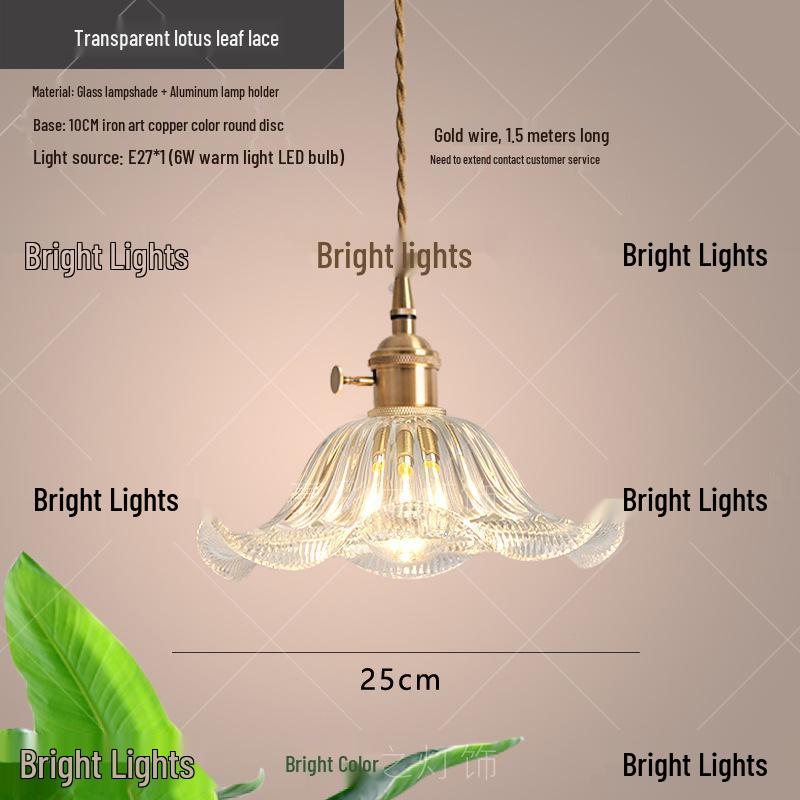 Nordic Minimalist Glass Lotus Leaf Pendant Light for Entryway, Balcony, or Bedside.