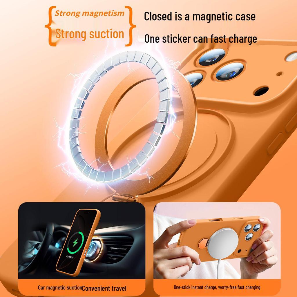 Custodia con Laccio per iPhone 17 Pro Max/Pro in Silicone Liquido Magnetica Anti-Caduta con Supporto a 360°