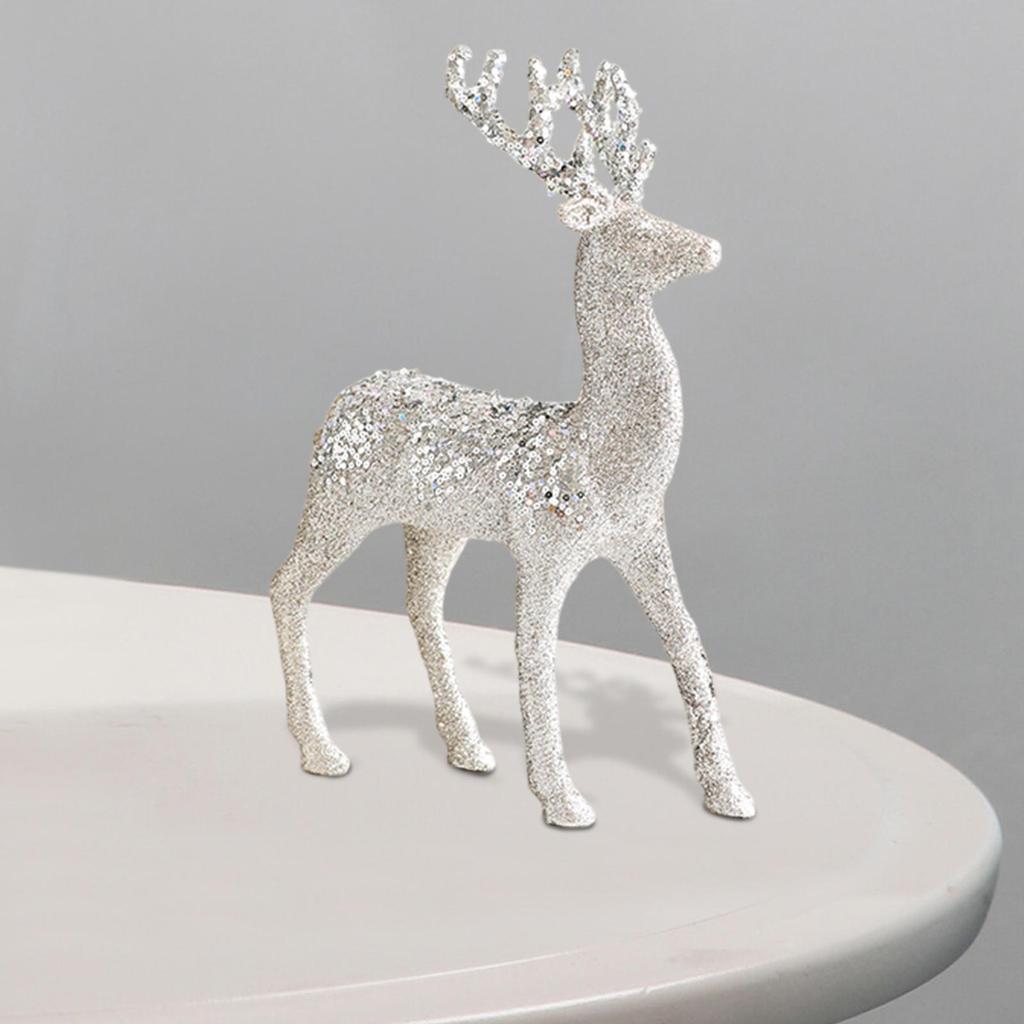Weihnachts-Rentierfigur, stehend, Rentier-Statue, Pailletten, Weihnachtsdekoration, Weihnachtsgeschenk für Kaminsims, Regal, Party, Innenbereich, Zuhause