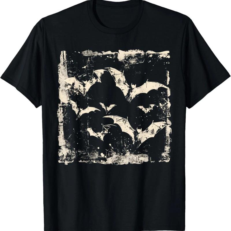 Bat Vampire Horror Horror Halloween Gothic T-shirt Men's T-shirt Four Seasons Unisex Pure Cotton Casual Fashion Street Wear