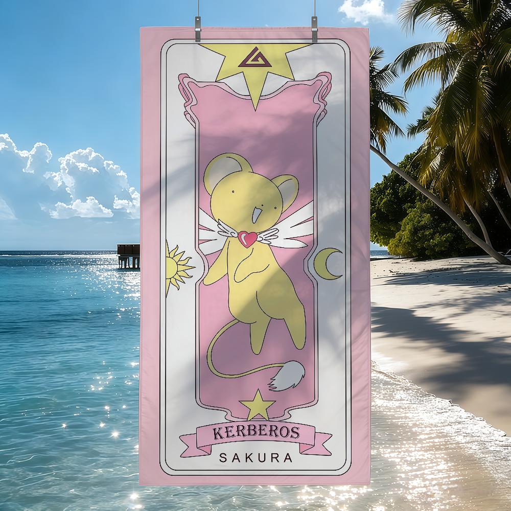 

Pink Anime Girls Cardcaptor Sakura Towel Quick Drying Beach Towels Are Suitable For Swimming Pools Camping Yoga And The Gym W30*H60(CM)