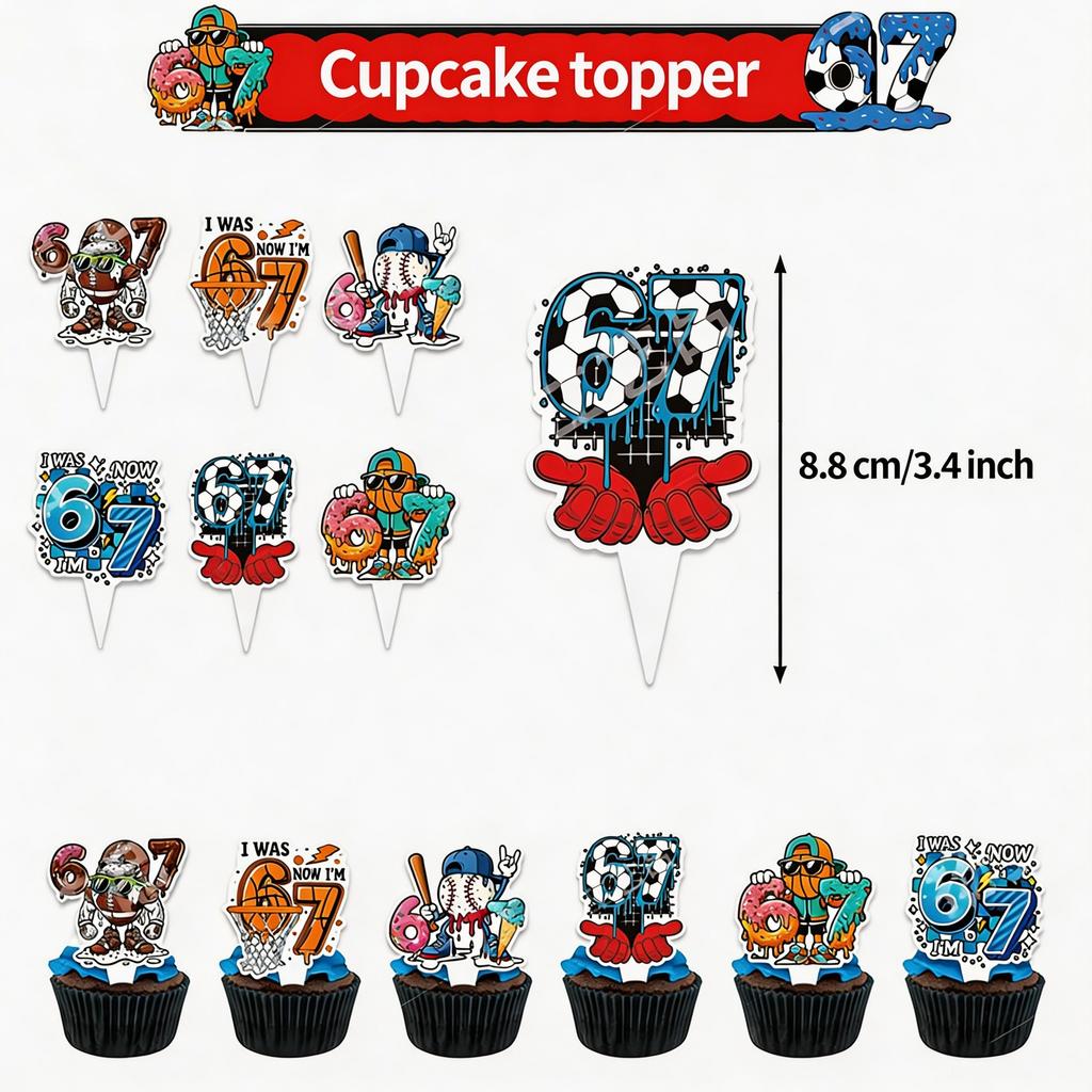 Nová sada dekorací na oslavu šestých sedmých narozenin Dekorace Balón Tematický banner Ozdoby na cupcaky Pozadí Dárek