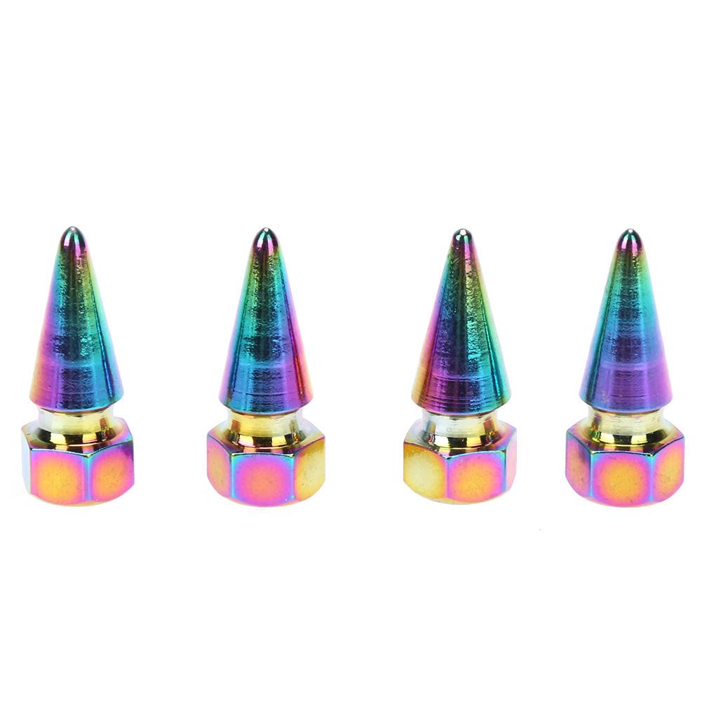 Rainbow Color 3 Groove Aluminum Style Car Wheel Tire Valve Car Wheel Valve Cover Caps Covers Motorcycle Bike Car Tires Styling Multicolor
