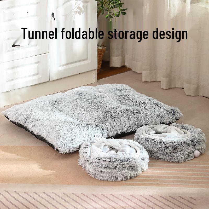 Square Cat Tunnel & Bed: Winter Warmth Pet Accessory