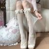 Socks spring and summer thin Lolita lace Korean version bow streamer lace long tube girl calf pile two wear