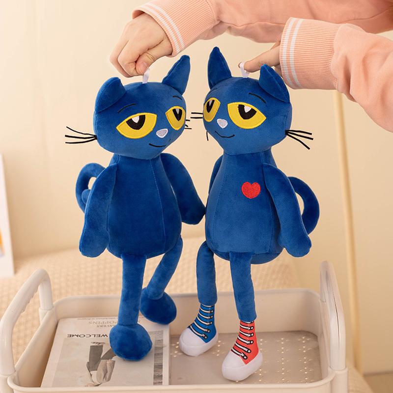 ZU Cartoon Character Pete the Cat Plush Doll Soft Stuffed Cats Toys Kawaii Blue Kitten For Girl Boy 15.5inch