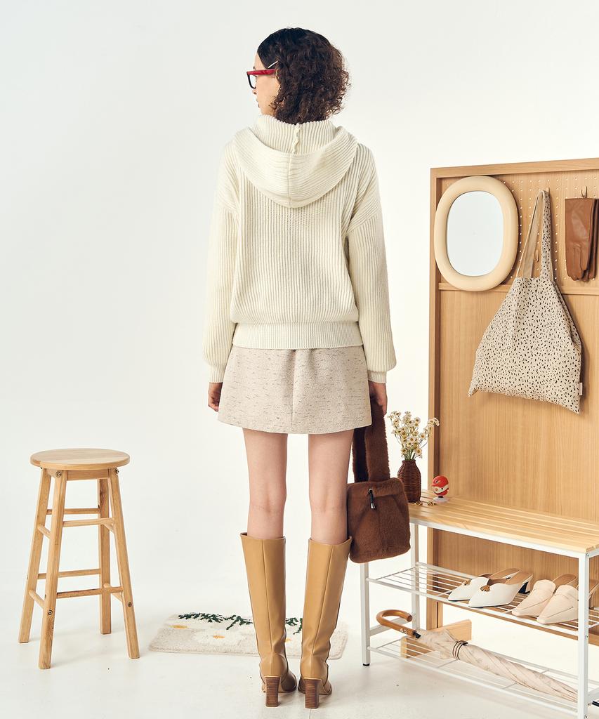 Pelimela Fastener Point Hoodie Knit (Ivory)