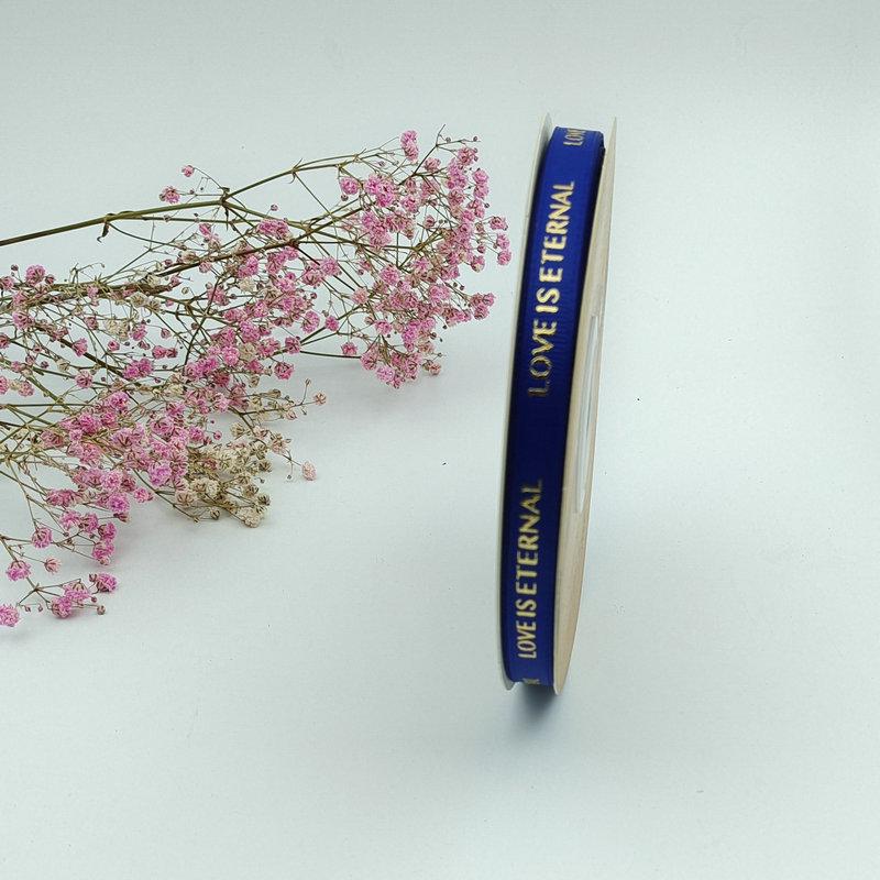 1cm Quality Heat-Set Hot Stamping Threaded Flower Packaging Ribbon with Lettering