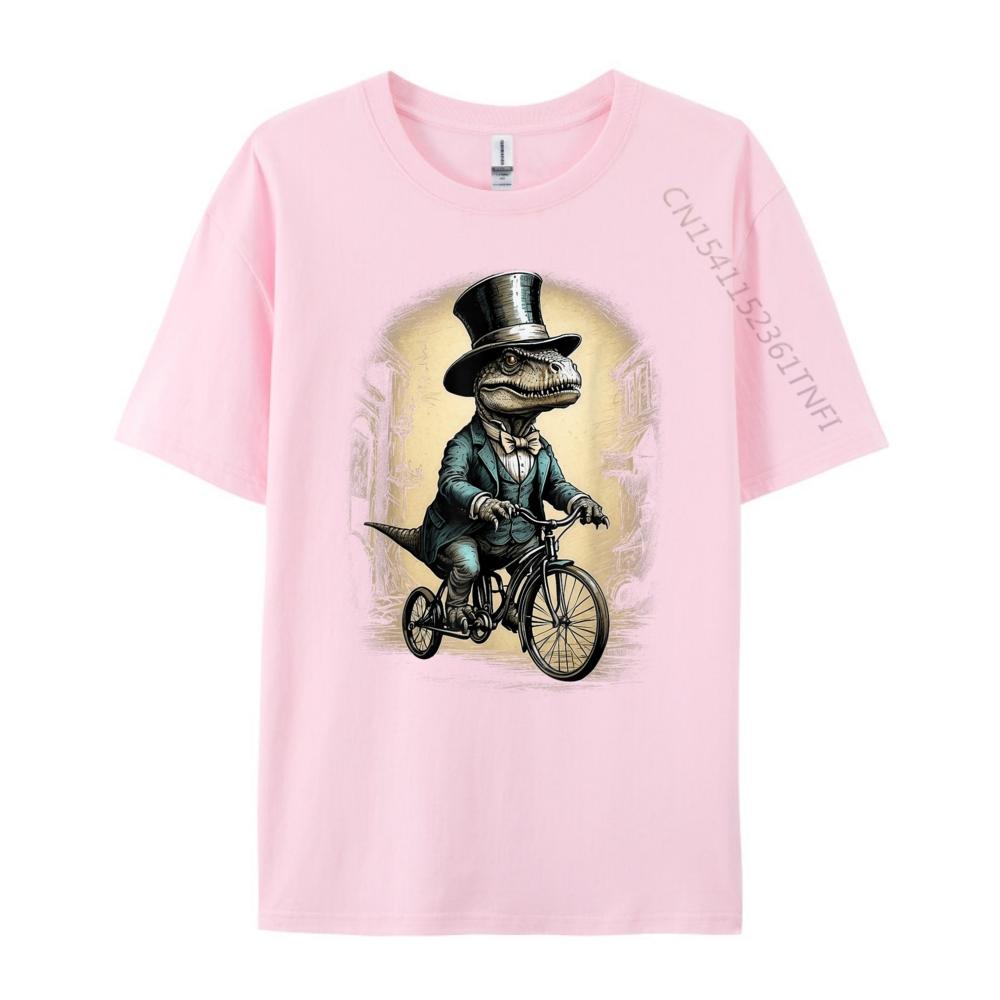 Vintage Dinosaur Trex Riding Bike Funny Dino Lover Sports T Shirt Men Men Long Sleeve Tee Mothers Day