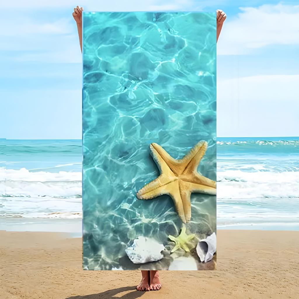 Buntes Seestern-Blumen-Strandtuch Polyester Schnelltrocknend Sandfrei Badetuch Tropisches Blatt-Decke für Sommer-Meeresurlaub