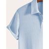 Men Waffle Knit Turn Down Collar Short Sleeve Polo Shirt Casual Breathable Solid Daily Tops