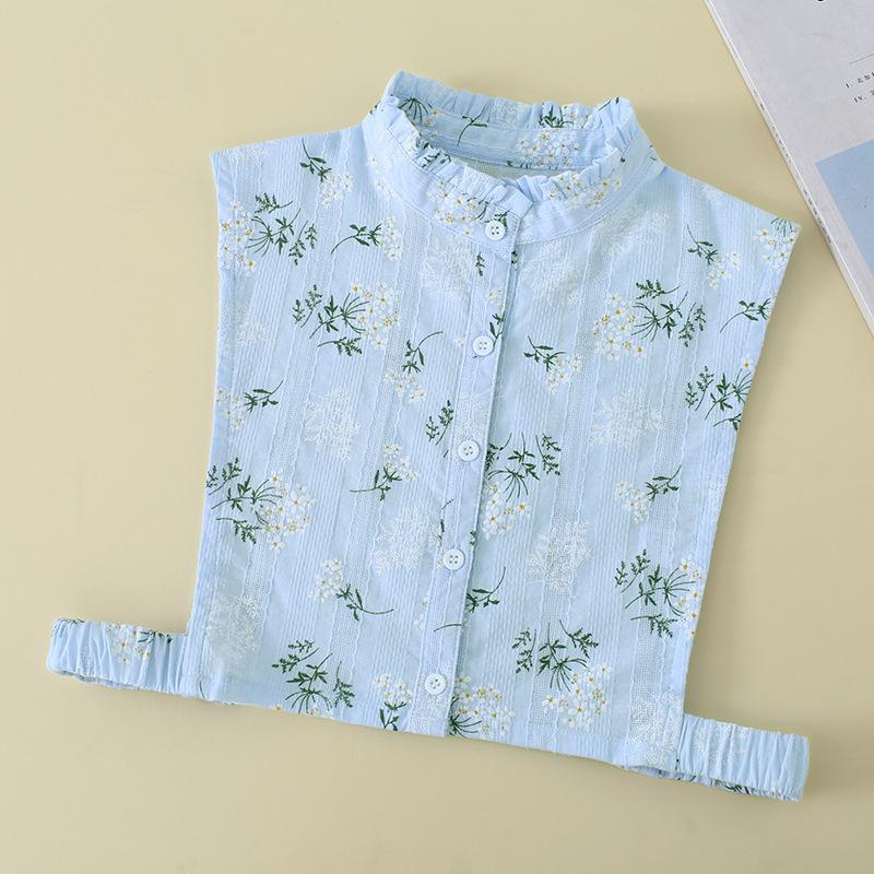 Women Cotton Printed Detachable Lapel Fake Collar Shirt White Ruffles False Collar Woman Removable False Blouse Nep Kraagie