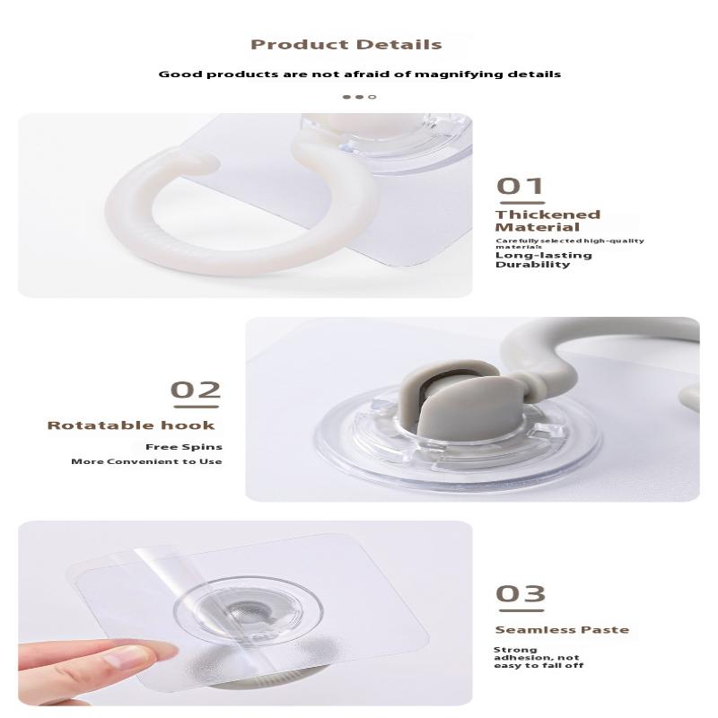 20/10 Pcs Self-Adhesive Wall Hanging Hook 360° Rotating No-Drilling Ceiling Household Hook