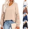 New Spring and Autumn Women's V-neck Long-sleeved Lace Fashionable Casual Tops