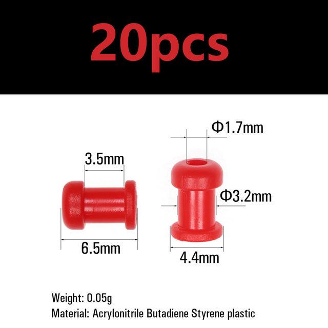 20PCS Red Round Plastic Slide Parts Snapper Silicone Skirts and Rubber Tie Fixed Parts Saltwater Fishing Lure Accessories