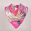 [BYSIFA] New Blue Pure Silk Satin Scarf Shawl Women Brand Floral Design Large Square Scarves Elegant Muslim Ladies Head Scarf