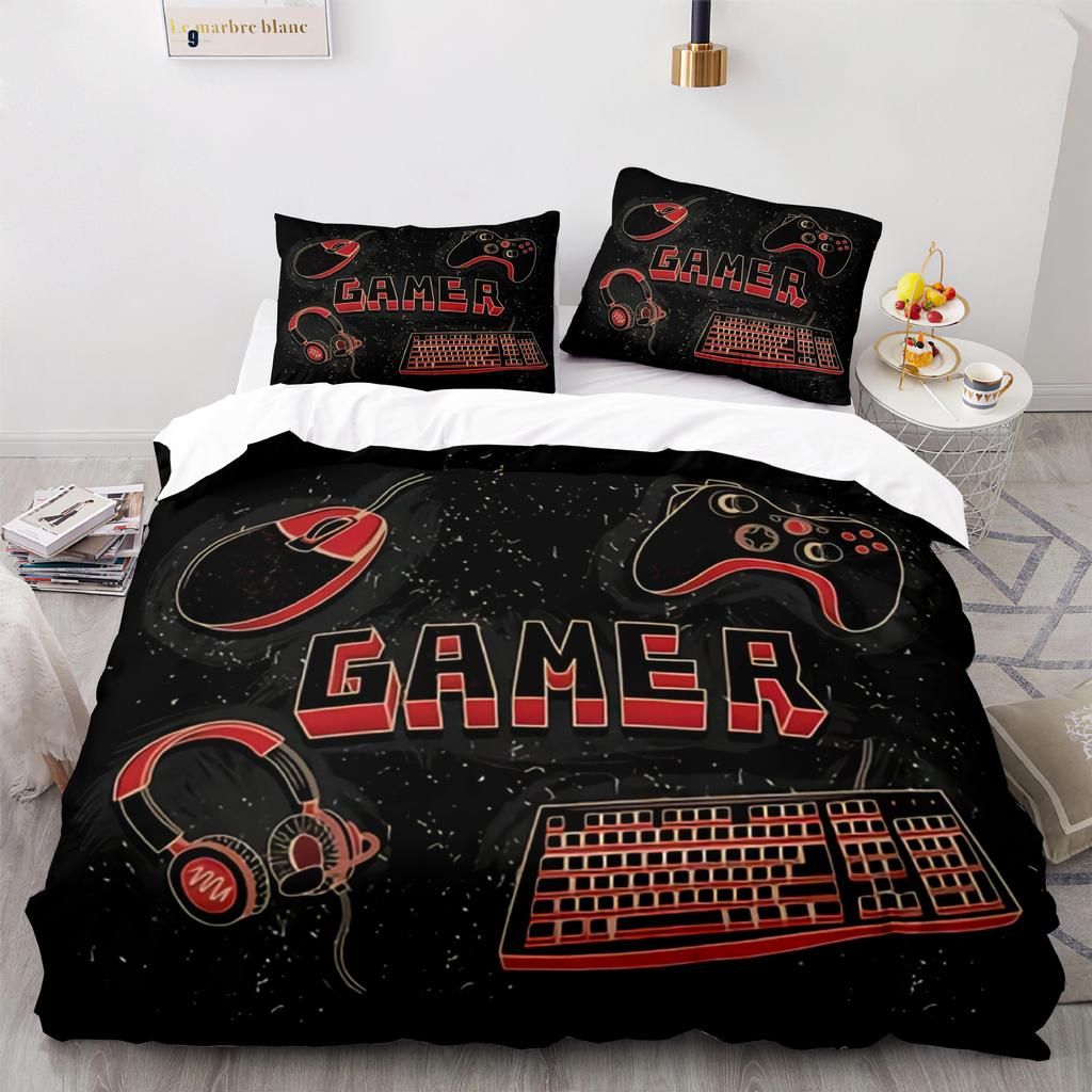 Gamer Duvet Cover Full Size Teens Gaming Bedding Set for Kids Boy Girl Video Games Comforter Cover Gamepad Polyester Quilt Cover