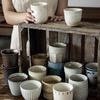 Vintage-Style Ceramic Handleless Teacup Set – Japanese-Inspired Rustic Coffee & Water Cups