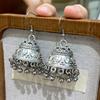 Indian Retro Classic Fringed Bell Earrings Female Ethnic Style Inlaid Zircon Pendant Exaggerated Earrings