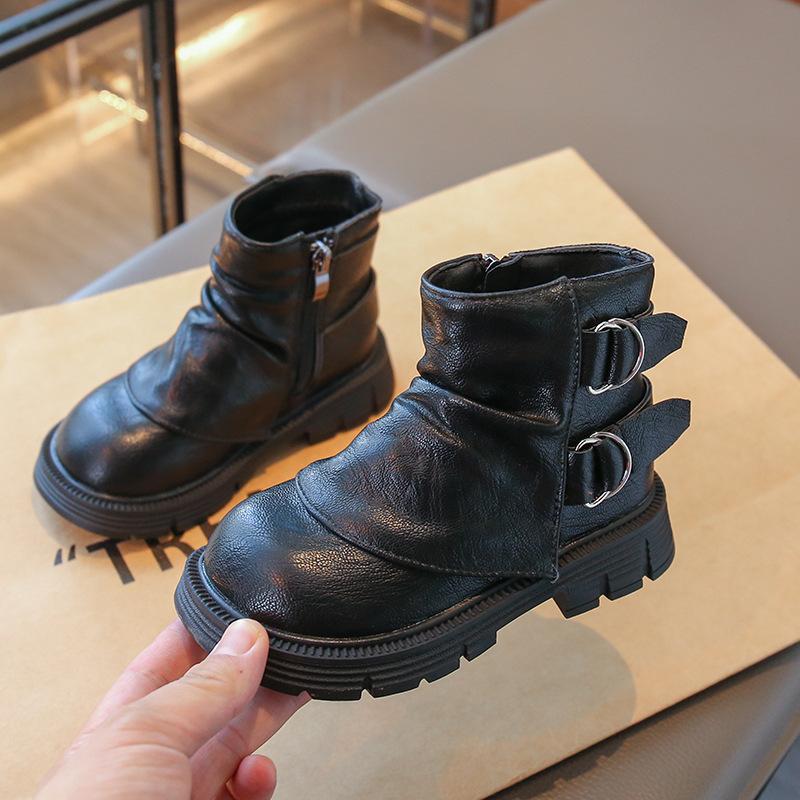 Children's Short Boots British Style Princess Boots Boys Non-slip Leather Boots