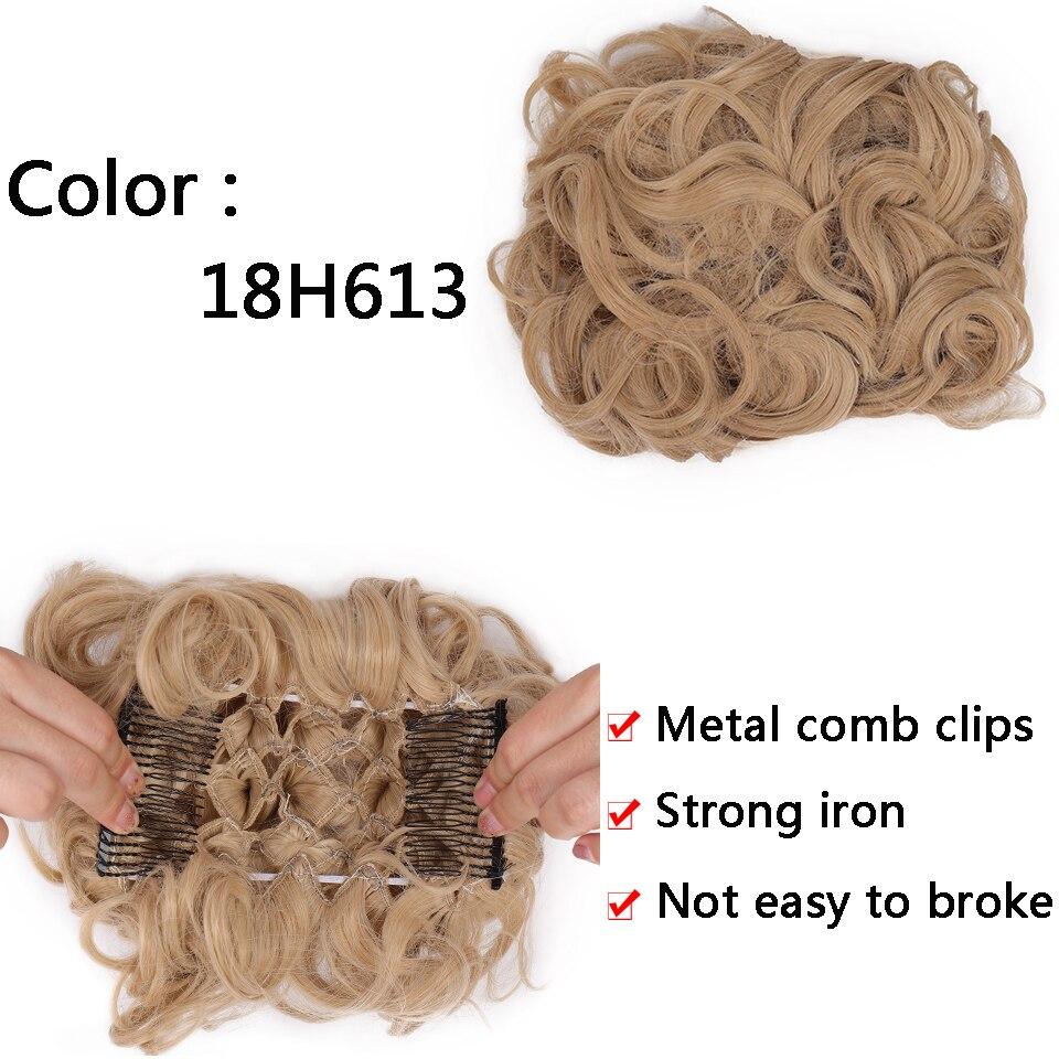 LUPU Syntetický hřeben Clip In Kudrnaté prodlužování vlasů Drdol do vlasů Ombre Blond Elastické gumičky do vlasů pro ženy