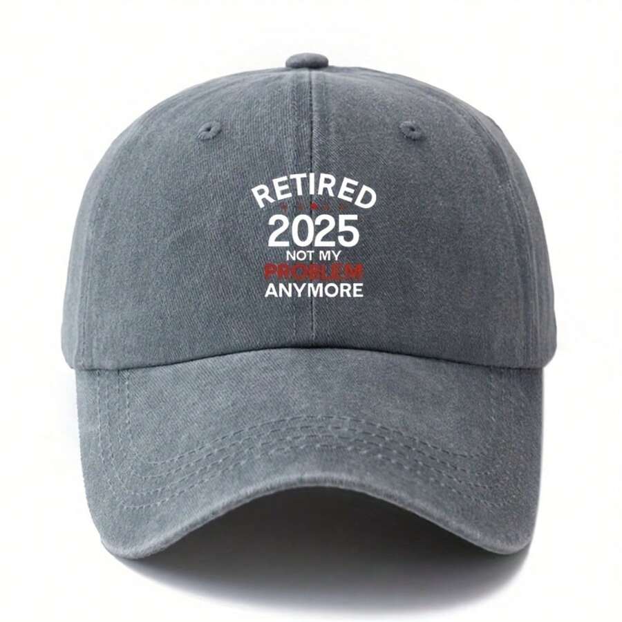 Retired 2025 Not My Problem Anymore Baseball Cap Unisex Casual Washed Polyester Hat Flat Brim Outdoor Travel Camping