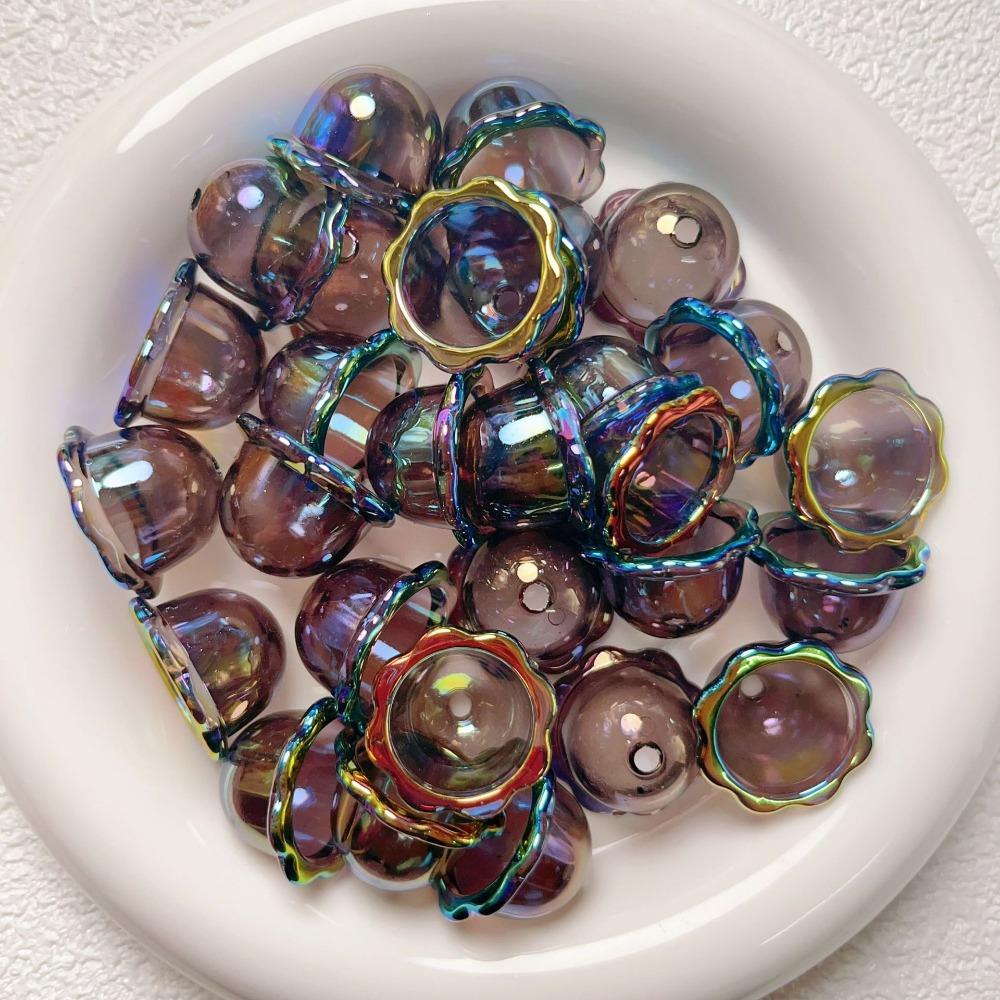 10pcs DIY Flower Bead Caps Transparent Keychain Pendant New Petal Charms Beads  Earring Jewelry