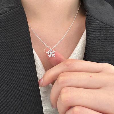 925 Sterling Silver Snowflake Necklace: Simple Clavicle Chain, Korean Style, Versatile Gift for Women, Best Friend, N350A