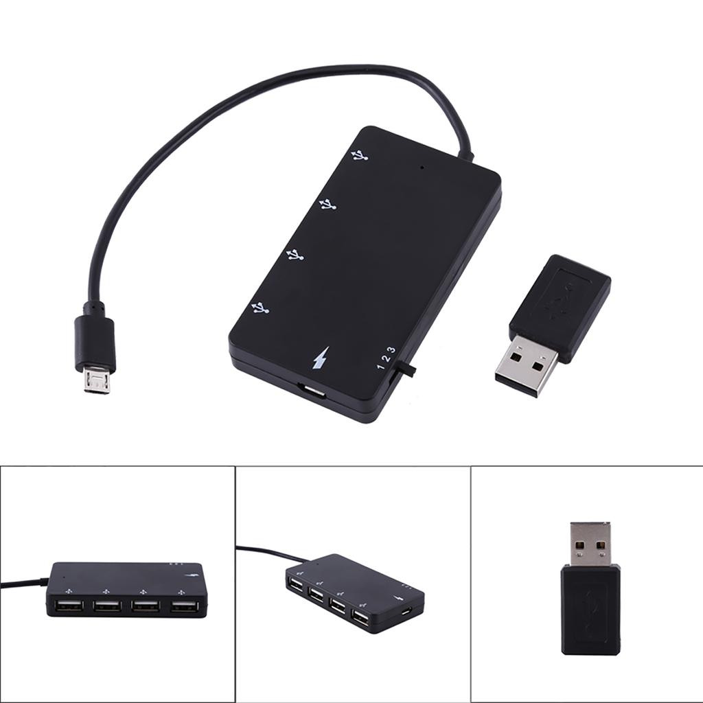 4 Port Micro USB Hub USB2.0 OTG Extension Adapter Charging Cable for Smartphone and Tablet