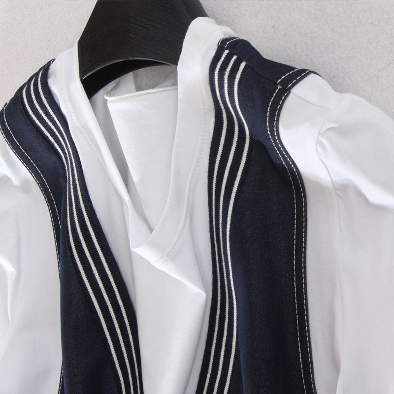 Wai Island Washed Cotton Harajuku Dress Fake Two-Piece