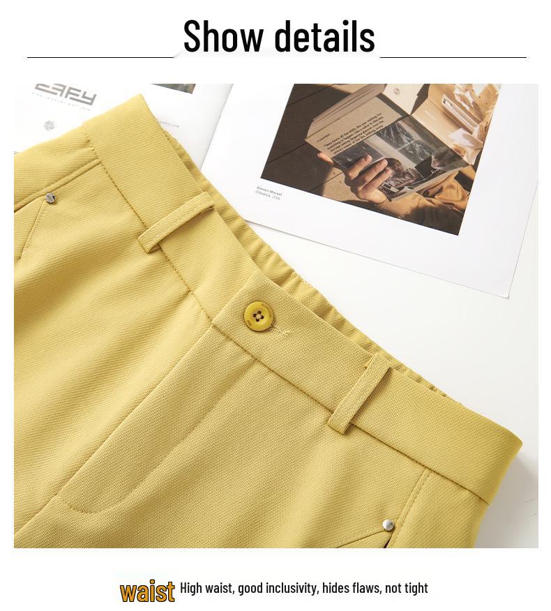 Women's Spring 2026 Nine-Tenth Length Curved Leg Wide-Leg Pants - Loose, Petite, Straight-Leg Suit Style