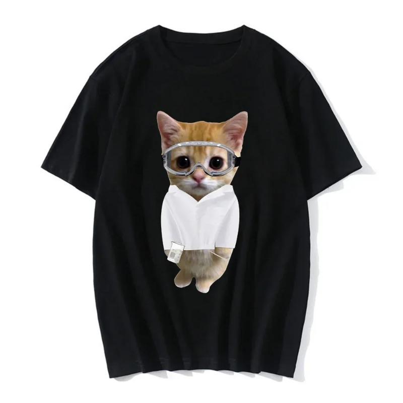 Funny Cat Print Women Casual T-Shirt Women Men Summer Harajuku T Shirts Girl Boy Casual Fashion Clothes