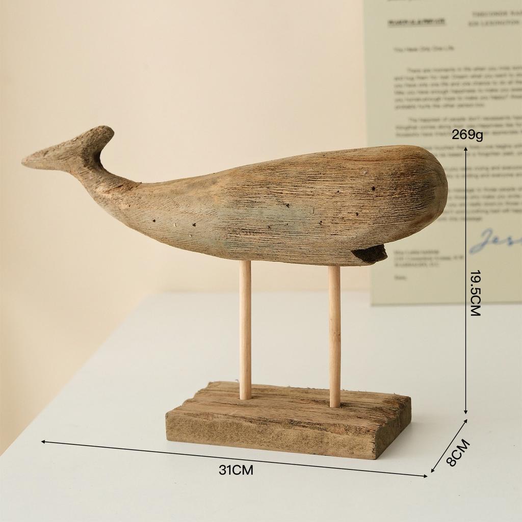 Vintage Ručně Vyřezávaná Rybí Figurka Dřevěná Středomořská Řemesla Dárky Venkovská Stolní Dekorace Přírodní Umění Domácí Pokojové Ozdoby