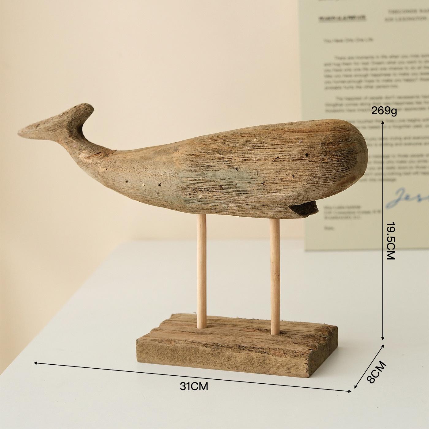 

Vintage Handmade Carved Fish Figurine Wooden Mediterranean Crafts Gifts Rural Desktop Decoration Natural Art Home Room Ornaments
