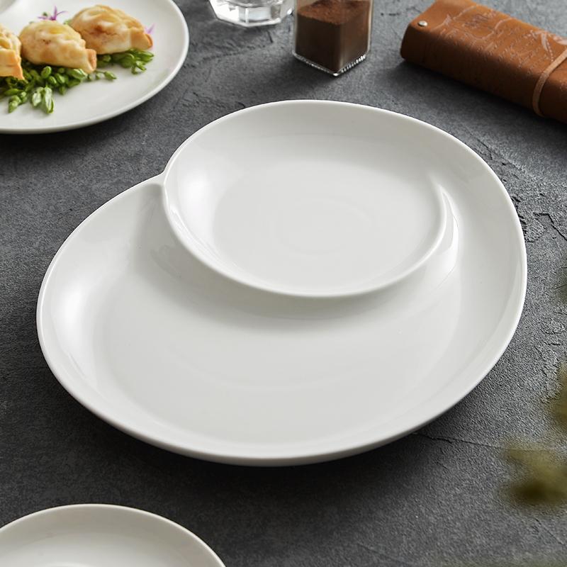 Household Ceramic Plate 6.4 inch New White Spiral Dividing Dining Tableware Europen Solid Underglaze Colour Dumplings Sushi Dish