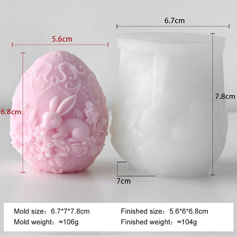 DIY Flowers Egg Easter Candle Silicone Mold Handmade Aroma Candle Easter Egg Relief Bunny Molds Gypsum Form Resin Mould