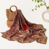 Womens Silk Scarf Gift Set Retro Ethnic Style Square 105x105cm Mulberry Shawl