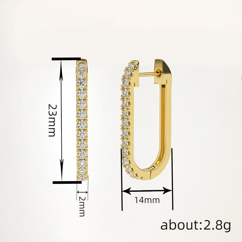 Cercei pătrați simpli pentru femei, zircon micro-incrustat, temperament francez, stil celebritate internet