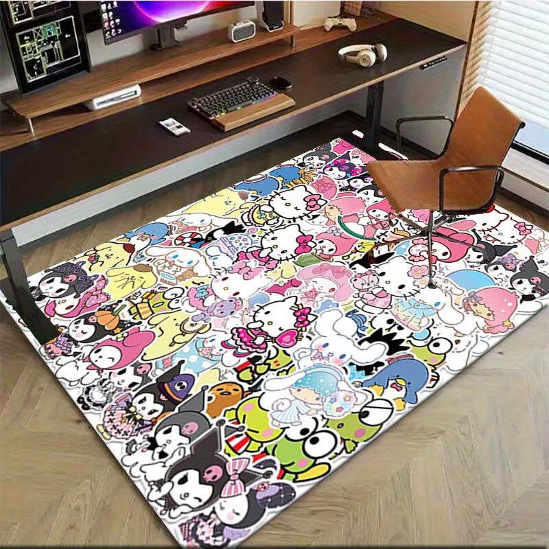 1pc Sanrio Hello Kitty Mermaid Printed Office Carpet Rectangle Rug Under The Table,Perfect Room Decor for Living Room, Bedroom, Kitchen, Non-slip Floo