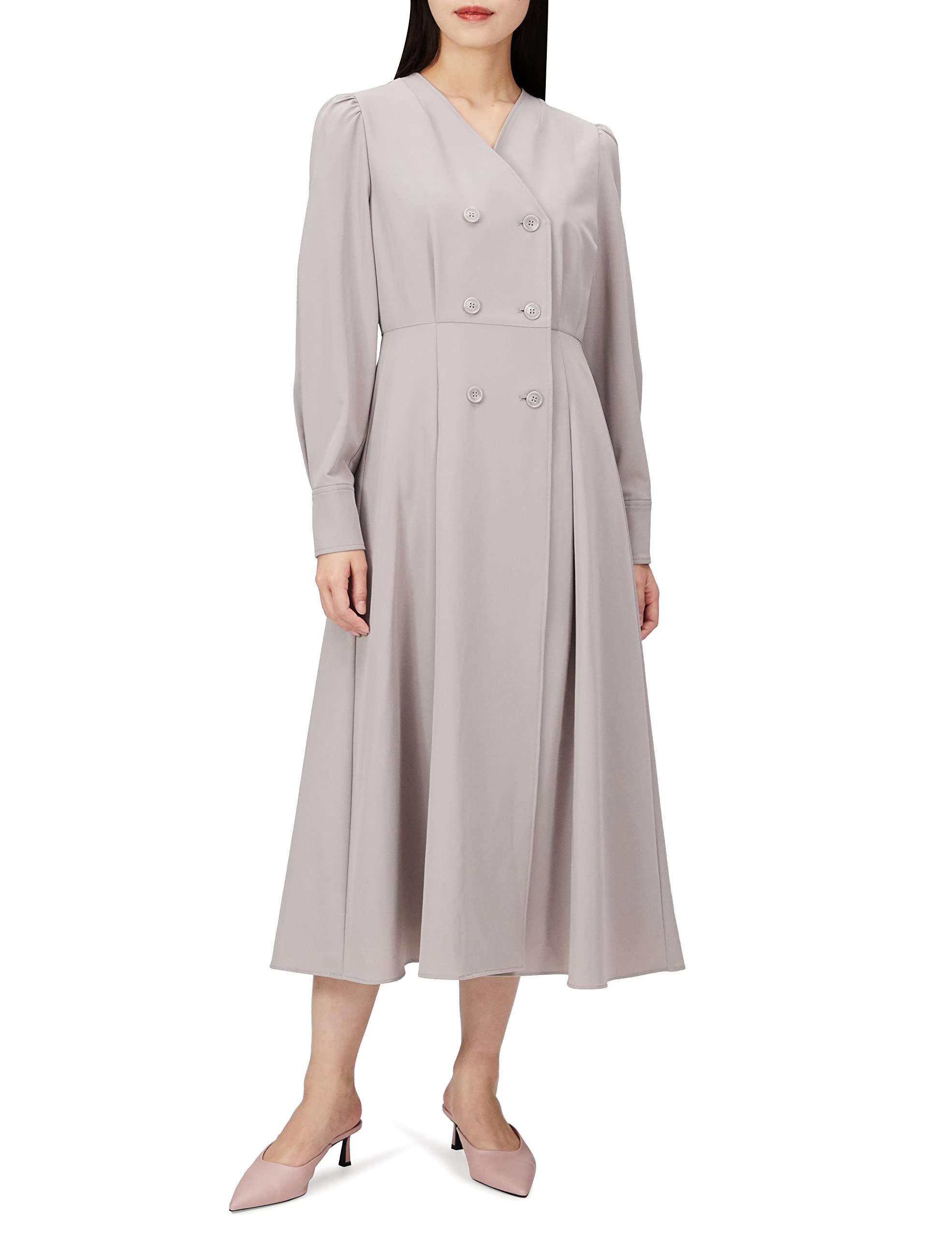 

[NATURAL BEAUTY BASIC] Women s Casual Dress with Trench Detail, Greige, Size S
