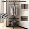 Corner Garment Rack Industrial Hall Tree Corner Organizer with 3-Tier Shelf for Bedroom Laundry