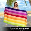 Extra Large Rainbow Stripe Beach Towel - Super Soft Microfiber Quick-Dry Wrap Towel