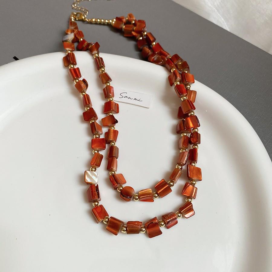 Turquoise Oval Beaded Necklace – Ethnic, Colorful, Retro Clavicle Chain for Women.