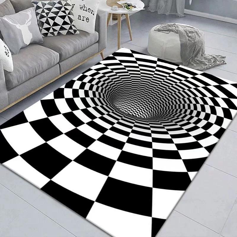 Living Room Carpet Creative 3D Visual Vortex Trap Mat Bedroom Dirt Resistant Wear-resistant Anti Slip Rug Home Decoration