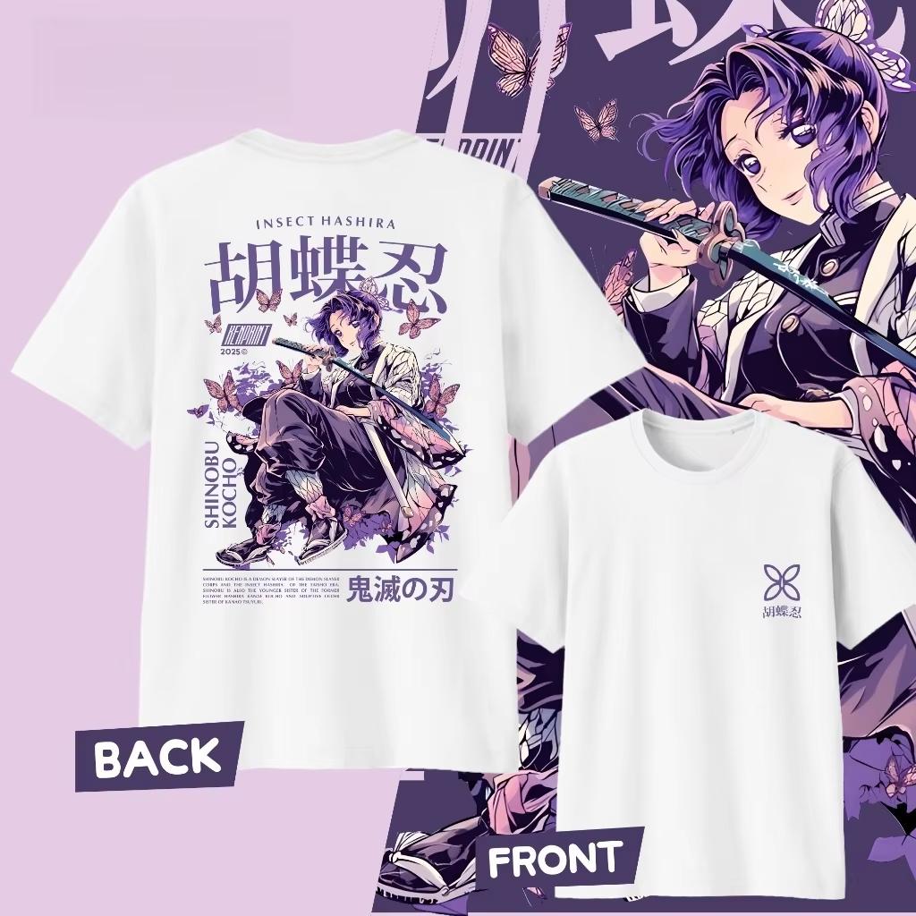 

Demon Slayer Kochou Shinobu Pure Cotton Tshirt for 2026 Summer KidsUnisexsWomens Fashion Casual Cosplay Short Sleeved Tshirt S