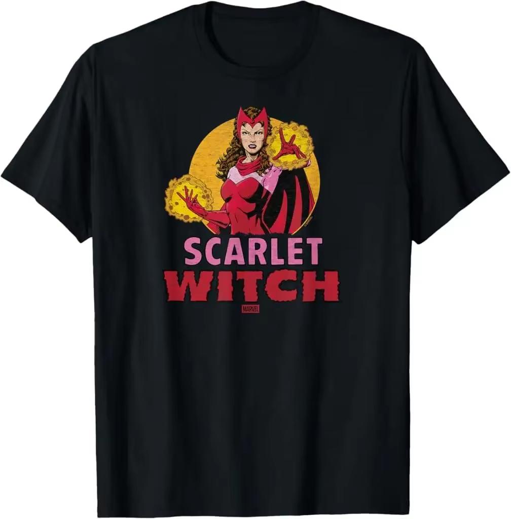 

2026 new Marvel Scarlet Witch Comic Graphic Black Cotton Short Sleeve Tee Design Fans Cosplay Available Multiple Sizes Colors M